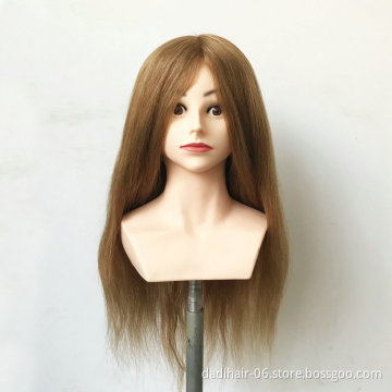 Can be perm dye curl practising female stand type human hair mannequin training head with shoulders